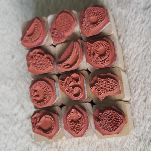 Rubber Stamp Fruit Stamps Set •12 Cullinary/Food Wooden Rubber Stamps• HERO ARTS - Picture 4 of 7